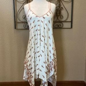 Lovestitch Swiss Dot Handkerchief Hem Boho Mini Dress Top Size L